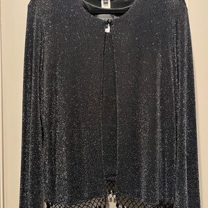 Xscape by Joanna Chen 2pc Evening Tank & Jacket Blk Cardigan w/ beads Sz Large